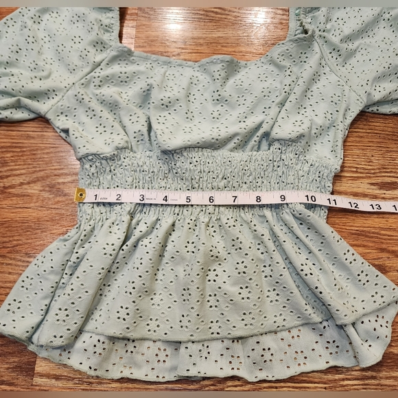 Urban Romantics Lacy Boho Peplum Babydoll Summer Top Womens Size S - Picture 10 of 10